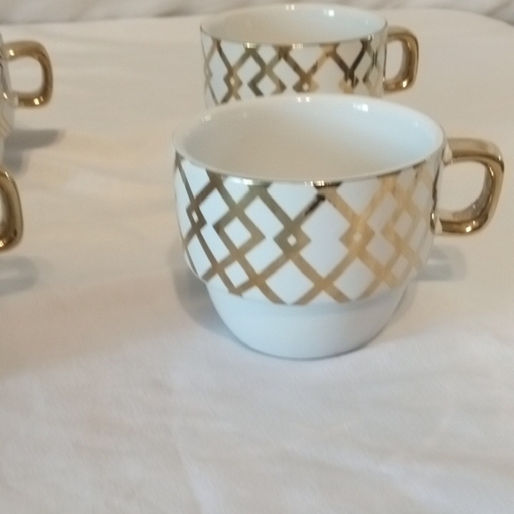 World Market Geometric Gold and White Mug Set - Picture 6 of 9
